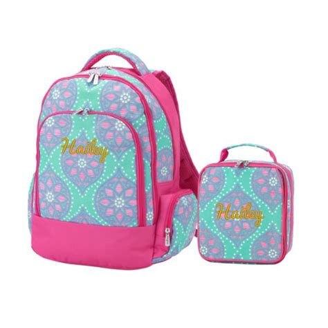 Personalized Matching Backpack & Lunchbox Combo - Mint Polka Dot in ...