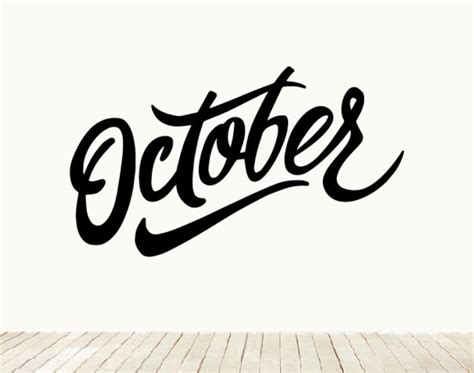 October Lettering Calligraphy Wall Art Home Decor Decal | Etsy