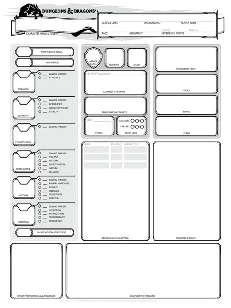 Printable Custom D&d Character Sheet - Printable Templates