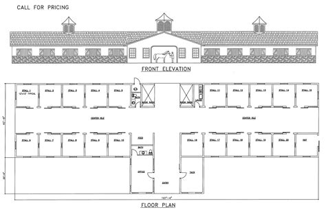 B20h large horse barn for 20 horse stall 20 stall horse barn plans ...