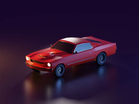 Low Poly Red Mustang 1965 by Mikhail Gurev on Dribbble