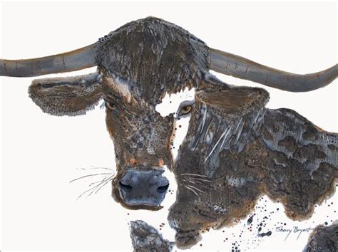 Playful longhorn cow painting by award-winning wildlife artist Sherry ...