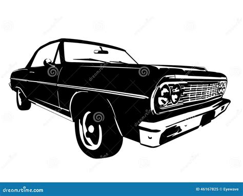 Vintage American Muscle Car Vector Silhouette Stock Vector - Image ...