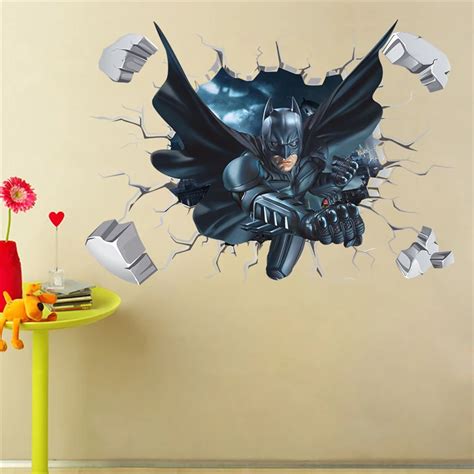 BATMAN CRACKED WALL EFFECT Decal STICKER Home Decor Art Mural Super ...