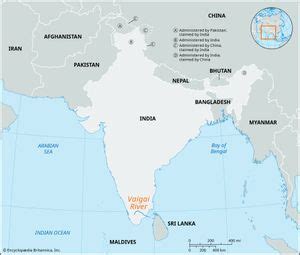 Vaigai River | Map, India, & Tributaries | Britannica