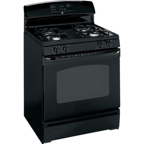 GE 30-in 4 Burners 4.8-cu ft Manual Clean Gas Range (Black on Black) in ...