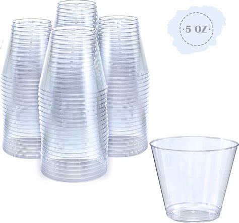 Amazon.com: Small Clear Plastic Cups | 5 oz. 200 Pack | Hard Disposable ...