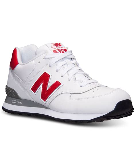 New Balance Men'S 574 Leather Casual Sneakers From Finish Line in White ...