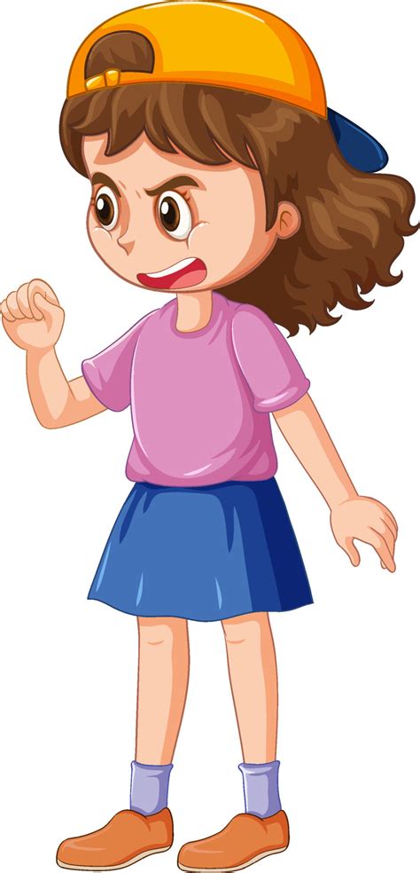 A girl with angry face cartoon character 12724550 Vector Art at Vecteezy