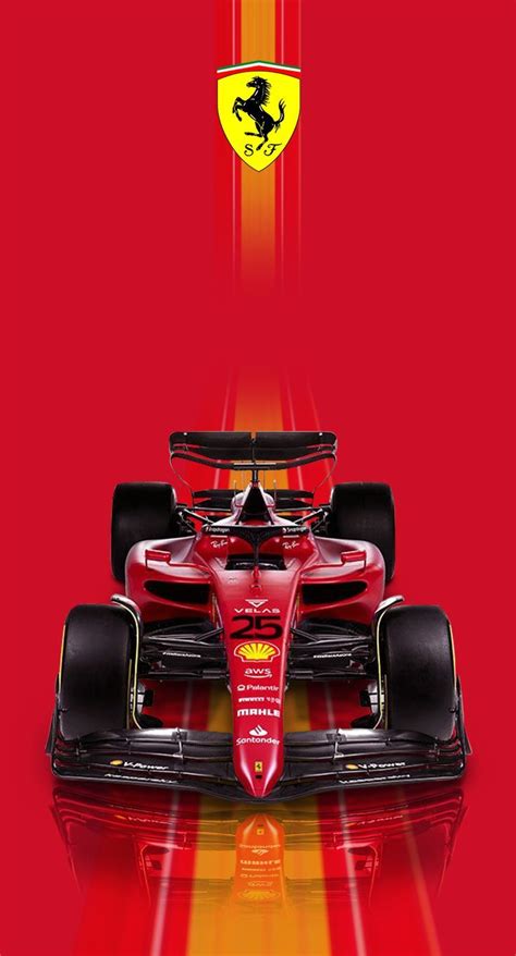 the front end of a red race car on a red and yellow background with ...