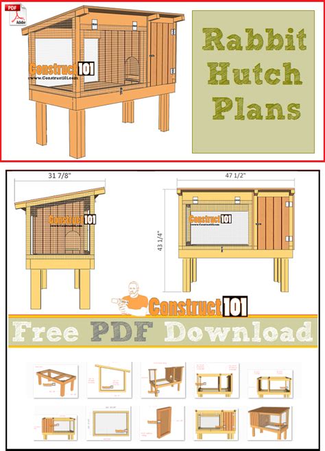 Rabbit Hutch Plans - PDF Download - Construct101