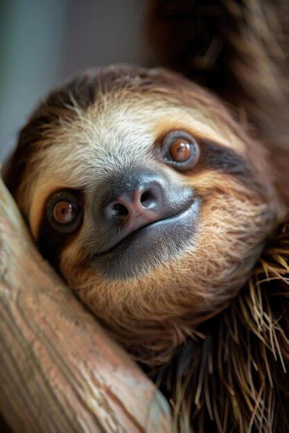 Premium Photo | A hilarious closeup of a sleepy sloth with a goofy ...