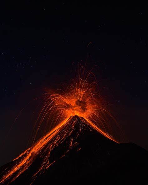 The Fuego volcano in Guatemala is currently erupting and its night ...