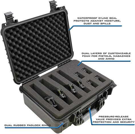 CASEMATIX 16" Customizable 4 Pistol Multiple Pistol Case - Waterproof ...