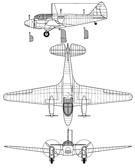 Airspeed Oxford Blueprint - Download free blueprint for 3D modeling