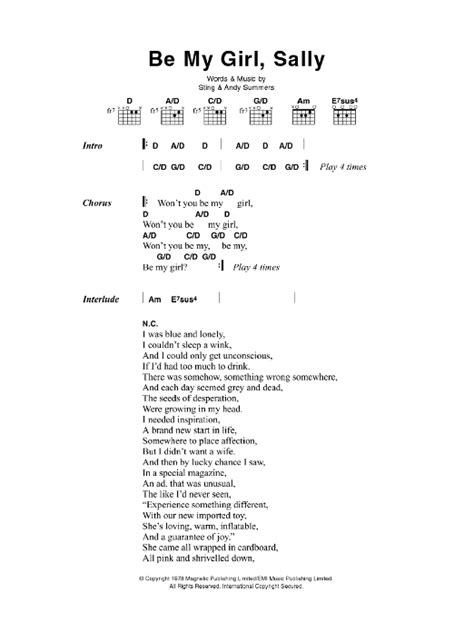 Be My Girl, Sally by The Police - Guitar Chords/Lyrics - Guitar Instructor