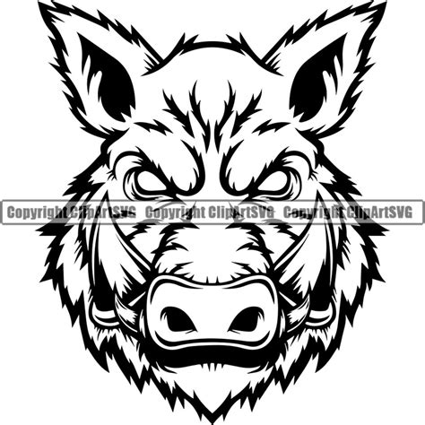 Boar Wild Hog Pig Razorback Head Animal Angry Cartoon College - Etsy ...