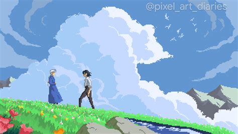 Made a pixel artwork of Howl's Moving Castle. What do you guys think ...