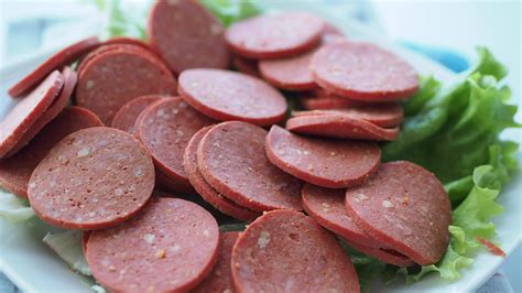 Close up of Traditional smoked salami sausage 29214013 Stock Video at ...