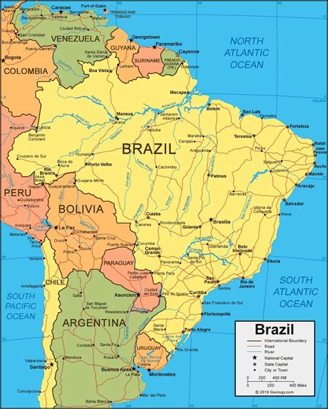 Brazil cities map - Cities of Brazil map (South America - Americas)