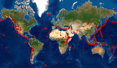 Volcanoes world map - World in maps