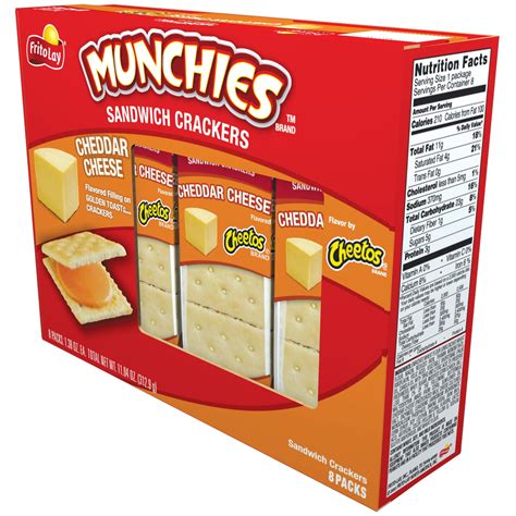 Munchies Cheetos Cheddar Cheese Sandwich Crackers, 1.38 oz Packs, 8 ...