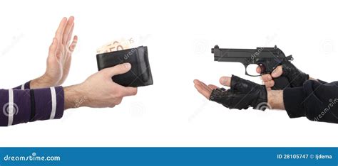 Robber With Gun Taking Wallet From Victim Royalty Free Stock ...