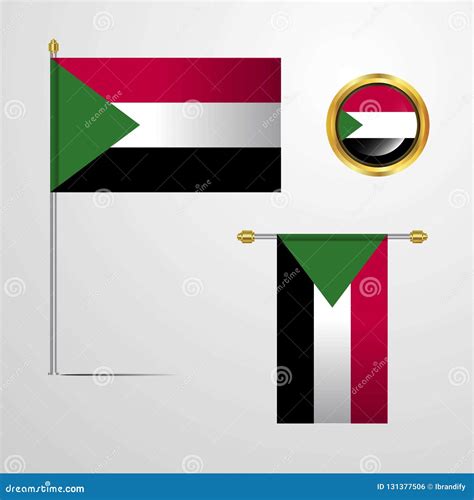 Sudan Waving Flag Design with Badge Vector Stock Vector - Illustration ...