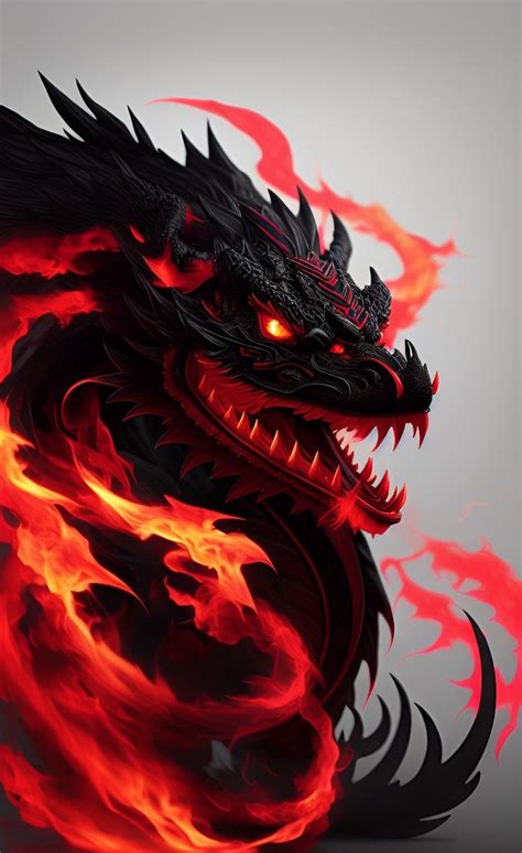 black red dragon in fire in 2023 | Red and black wallpaper, Black and ...