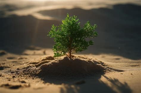 Premium AI Image | A small tree in the desert