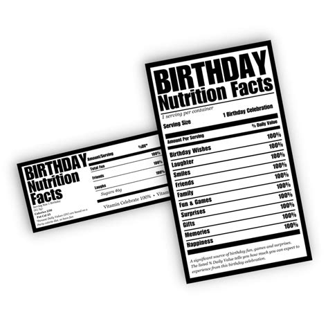 Birthday Nutrition Facts Label Png 265 Download