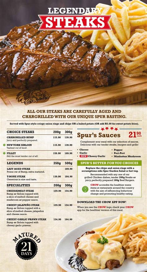 Spur Steak Ranches Menu Prices & Specials