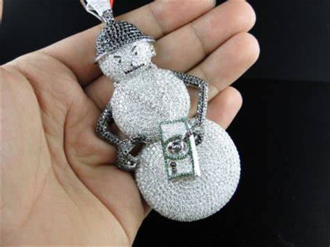 New Mens Custom Snow Man Money Bag Jeezy Simulated Diamond Pendant ...