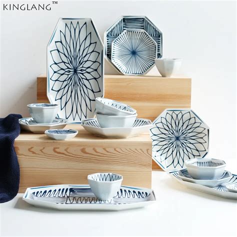 Japanese blue and White series ceramic dinnerware set porcelain sushi ...