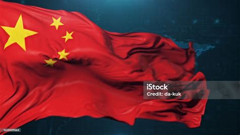 Flag Of China On Dark Blue Background Stock Photo - Download Image Now ...