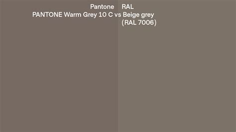 Pantone Warm Grey 10 C vs RAL Beige grey (RAL 7006) side by side comparison