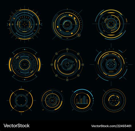 Sci-fi display circular elements hud futuristic Vector Image