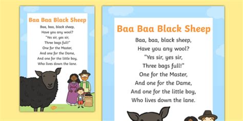 Baa Baa Black Sheep - baa baa black sheep, nursery rhyme, song