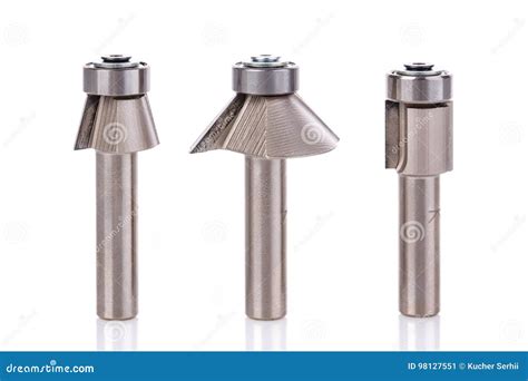 Drill Bits Of Different Shapes For Wood On White Stock Image - Image of ...