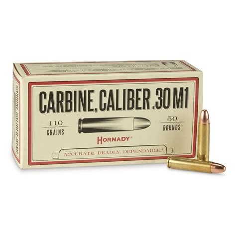 Hornady Custom, .30 Carbine, FMJ, 110 Grain, 50 rounds - 662931, .30 M1 ...