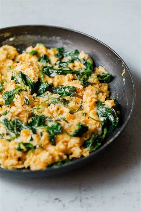 Cheesy Scrambled Eggs with Greens - A Beautiful Plate