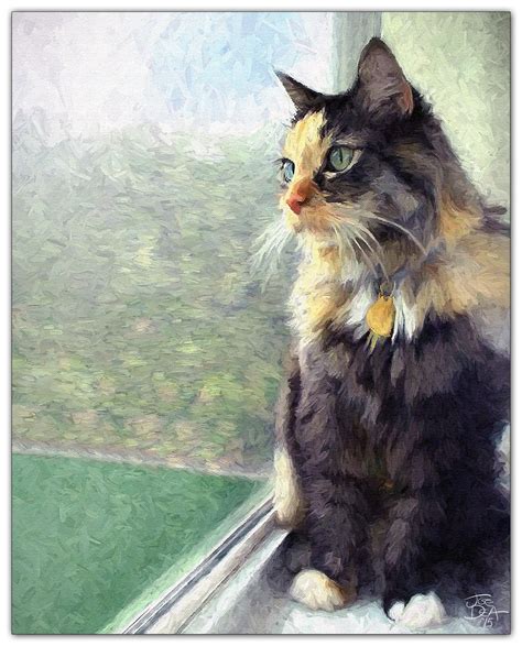 Cat in Window Painting