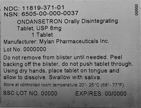 Ondansetron ODT - FDA prescribing information, side effects and uses