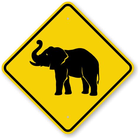 Elephant Crossing Sign - Animal Crossing Warning Signs, SKU: K-0196