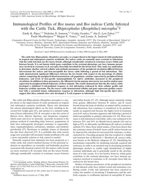 (PDF) Immunological Profiles of Bos taurus and Bos indicus Cattle ...