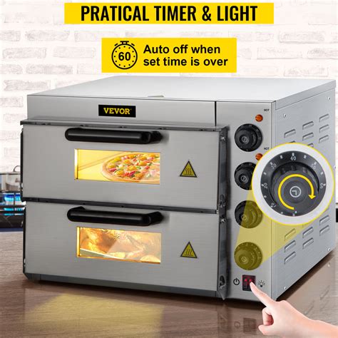 VEVOR Commercial Pizza Oven Countertop, 14" Double Deck Layer, 110V ...