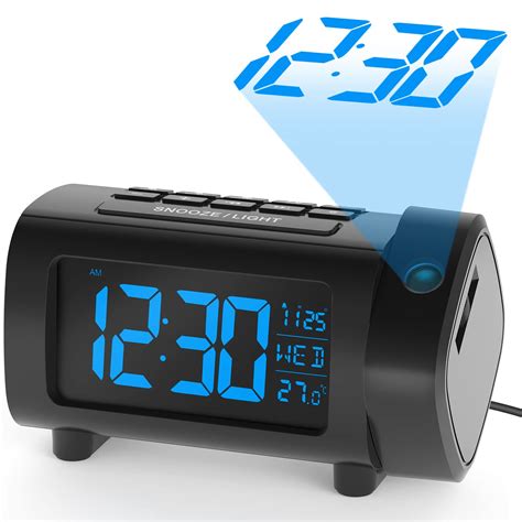 LIORQUE Projection Alarm Clock for Bedroom, Radio Alarm Clock with ...