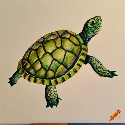 Color pencil drawing of a turtle on Craiyon