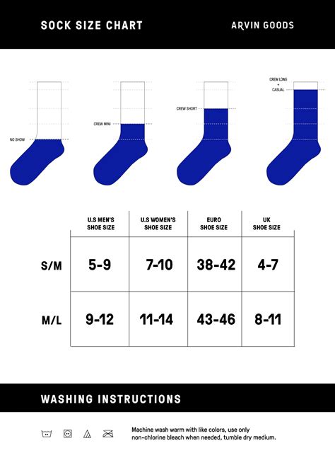 Socks Size Chart – Arvin Goods