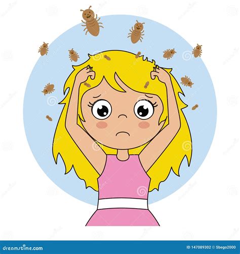 Girl with head lice stock vector. Illustration of itch - 147089302